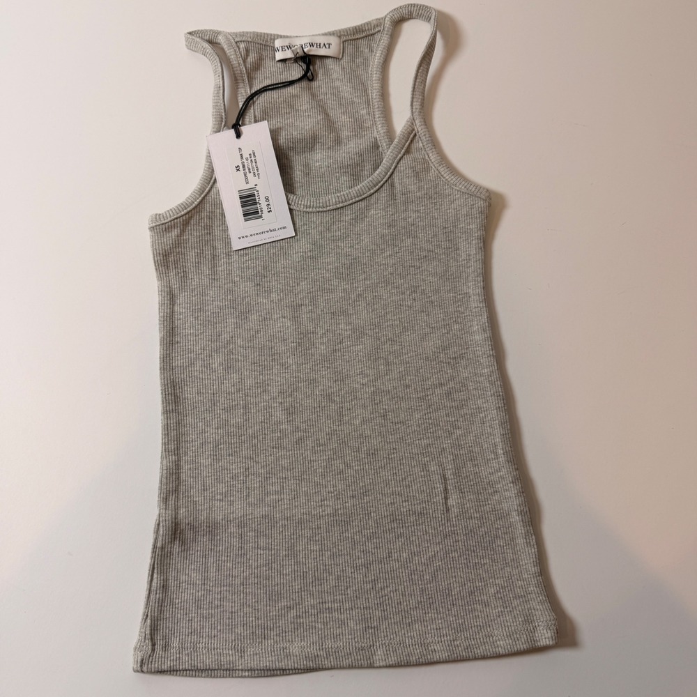 WeWoreWhat Womens Scooped Ribbed Tank Top Heather Grey XS